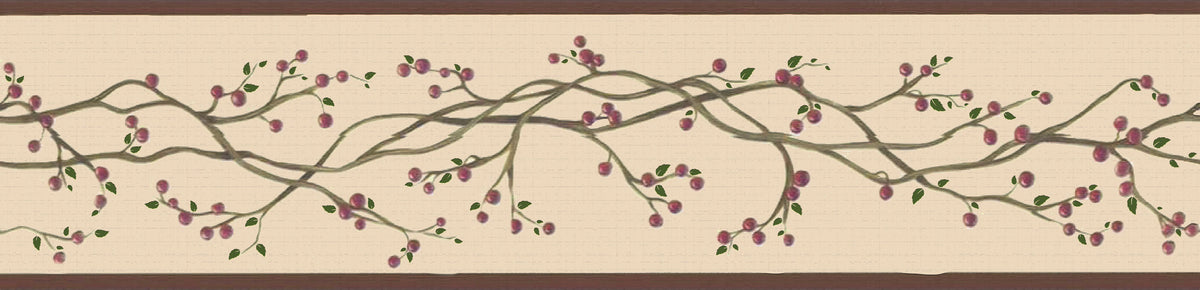 7 Deco on Peel Sepia Border Retro Red, Wallpaper Winterberries and Stick x ft 15 - Vine, in Dundee