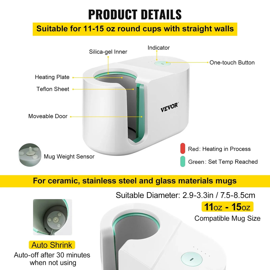 Cup Pro Machine DIY Transfer Press Presents with Coffee Friends Sublimation Printing Machine, Easy Gi 11-15oz, Press One-touch Automatic Mug Portable Press as VEVOR Presser Mug Mug Button, Heat Family