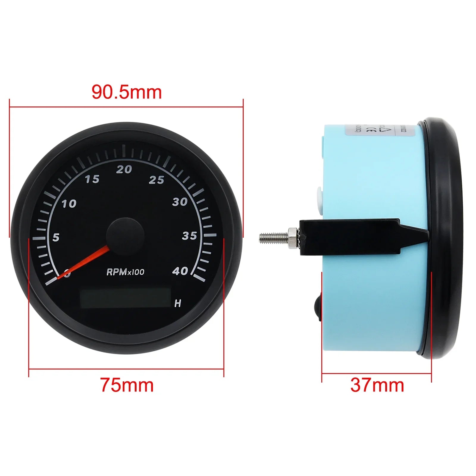 for Gauge Tachometer Geloo 85mm Meter Hour RV 0-4000RPM Boat Tachometer Marine Truck Car Waterproof