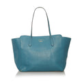 Authenticated Blue Gucci Pre-Owned Leather Swing Medium (Good) Bag Women Tote Calf