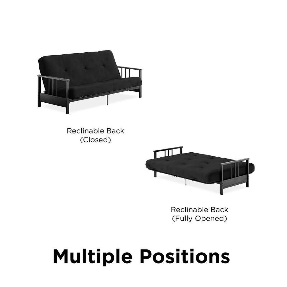 Thermobonded 6" Full Black DHP Metal Microfiber with Tallie Arm Futon Mattress