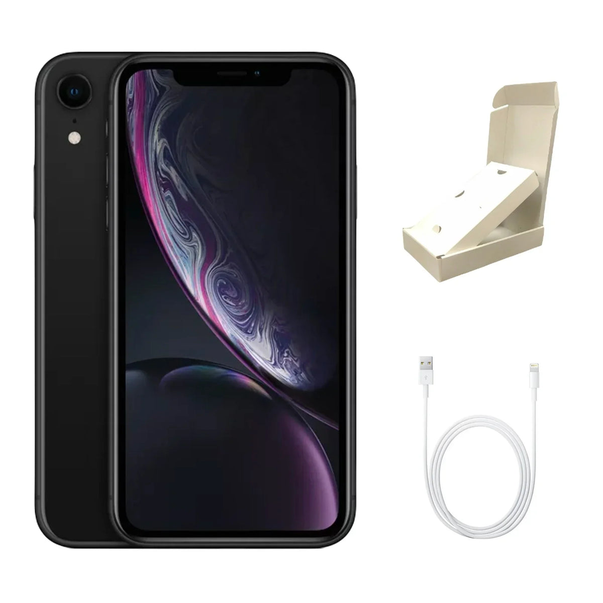 Box Gift (Fully 64GB A1984 XR (Refurbished) Unlocked) w/ iPhone Apple Restored Black