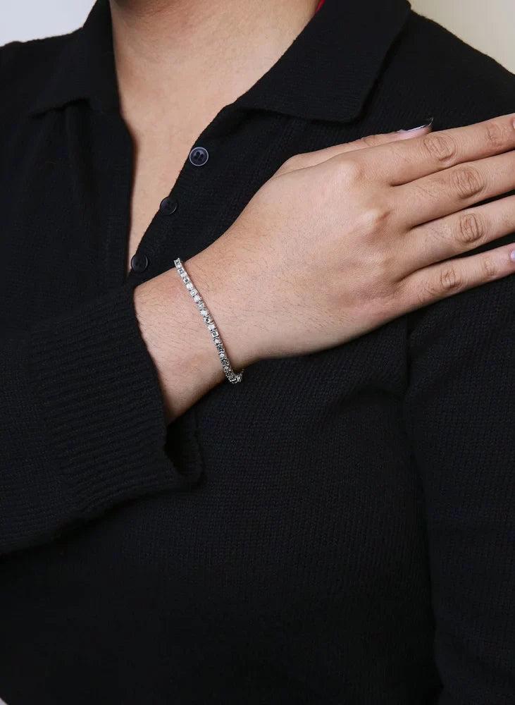 Silver Box Treated Green of I-J Clasp (Green - .925 Inches Tennis and Cttw Haus Clarity) Brilliance Round Diamond with Diamond Alternating and Womens Sterling cut White I3 1.0 7" Size Bracelet Color,