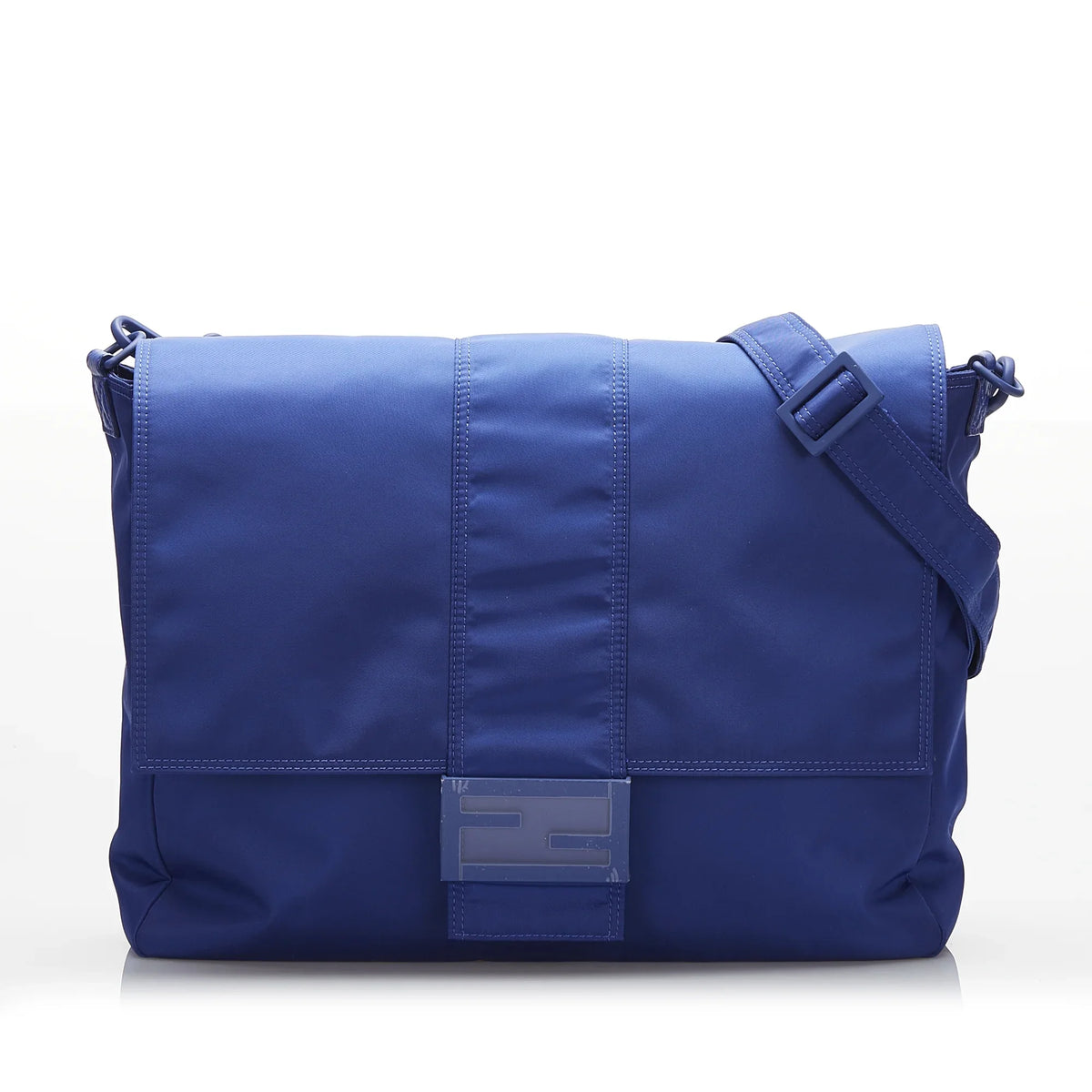 Bag Pre-Owned Lock Crossbody Blue FF Authenticated Unisex Nylon Crossbody (Good) Fendi Fabric