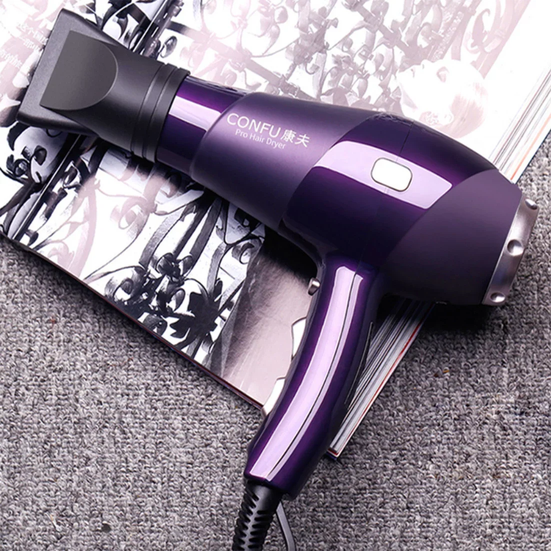 hot Dryers air Shinier Function 2 CONFU for Concentrator Dryer, and Settings, High for Nozzle(Red) Heat Dryer, Results, Button, Hair and Shot Women, Hair Speed Ionic Power Cool 3 cold 2300W