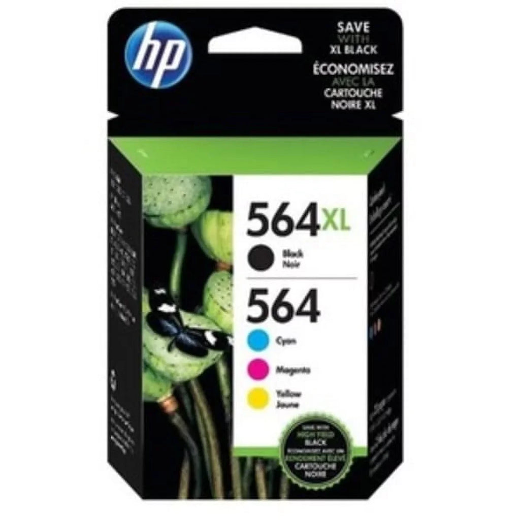 HP and 4 564 564XL Cyan/Magenta/Yellow Ink HP of High-Yield Black Pack Cartridges,