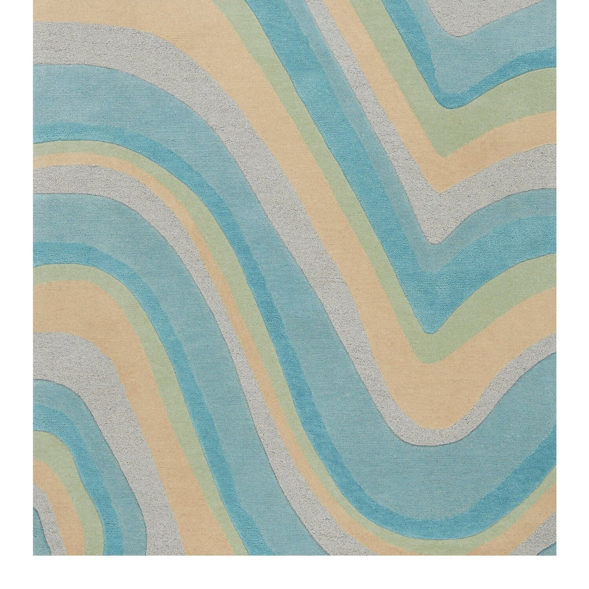 12'3" HomeRoots Rug 9'3" Tufted Blue Beige Runner Ocean Hand 8' Abstract - Waves x