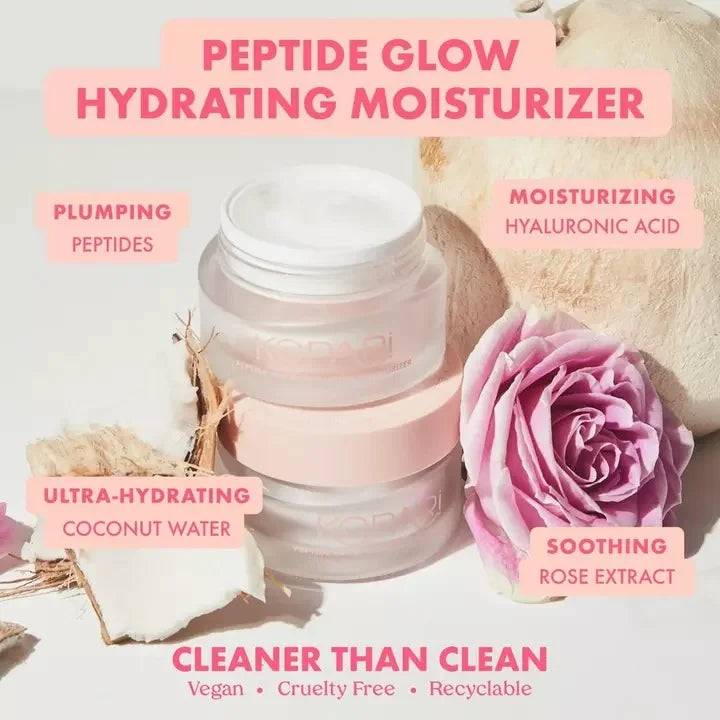Oz Hydrating Kopari Cream Fl and Moisturizer, Lines Lightweight Glow Anti Vegan, Cruelty Moisturizing Smooth Free, Face 1.7 Fine Collagen, Supports Boosts Helps Face Aging, Peptide Wrinkles, Lotion,