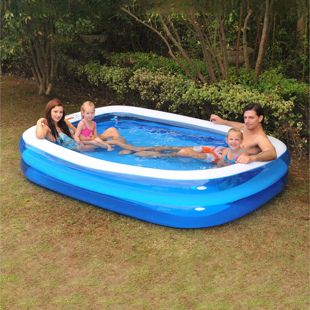 and White Inflatable Pool 8.5' Blue Swimming Rectangular