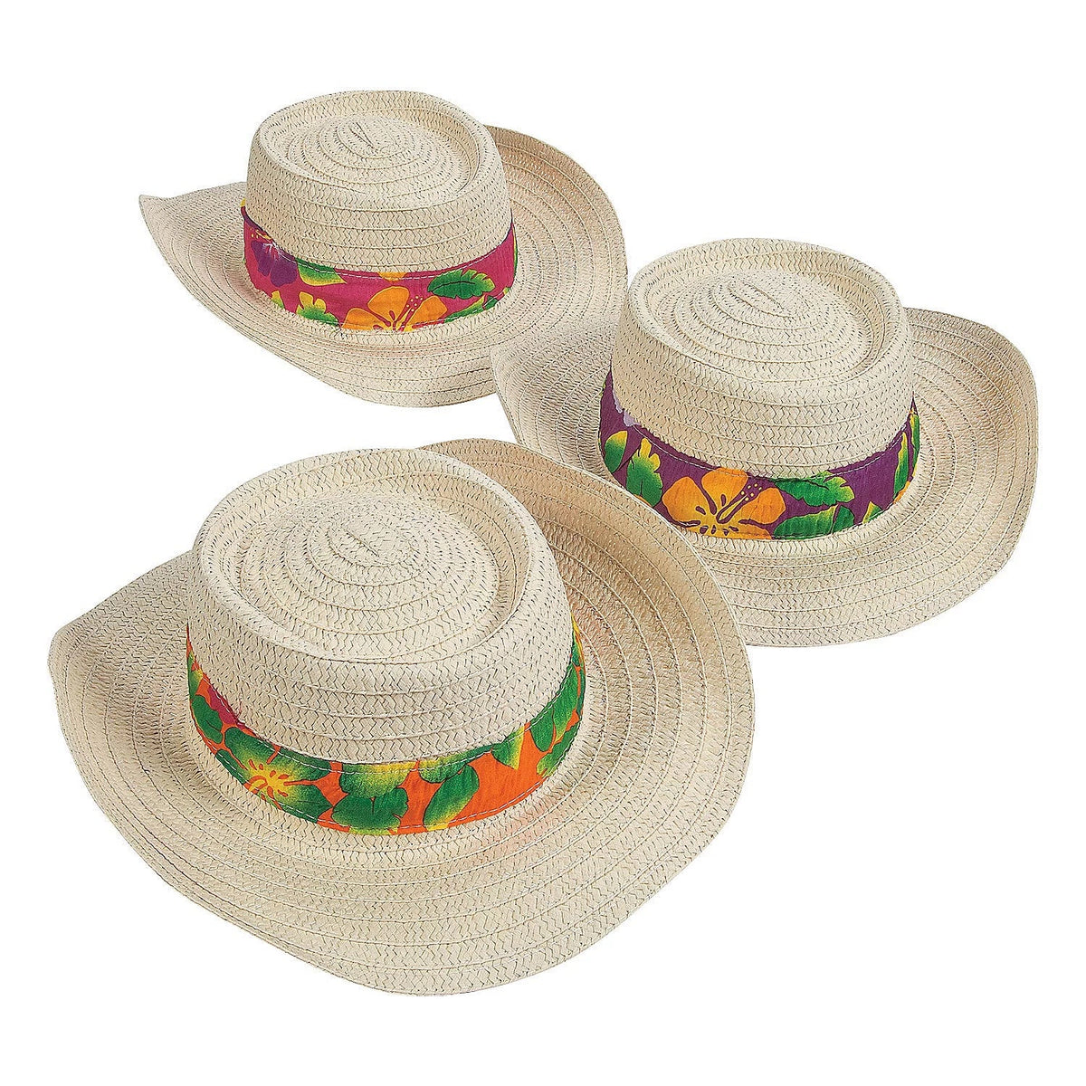 Hat Party Band - - Wear Beach Print W/Hibiscus Pieces 12