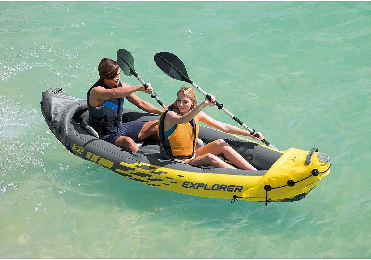 â?Adjustable Pump Aluminum 68307EP with â?400lb Seats Deluxe K2 Kayak High-Output PVC 86in â?SuperStrong Set: and Backrest Includes Inflatable Explorer Weight Capacity Oars â?2-Person YUNWEN