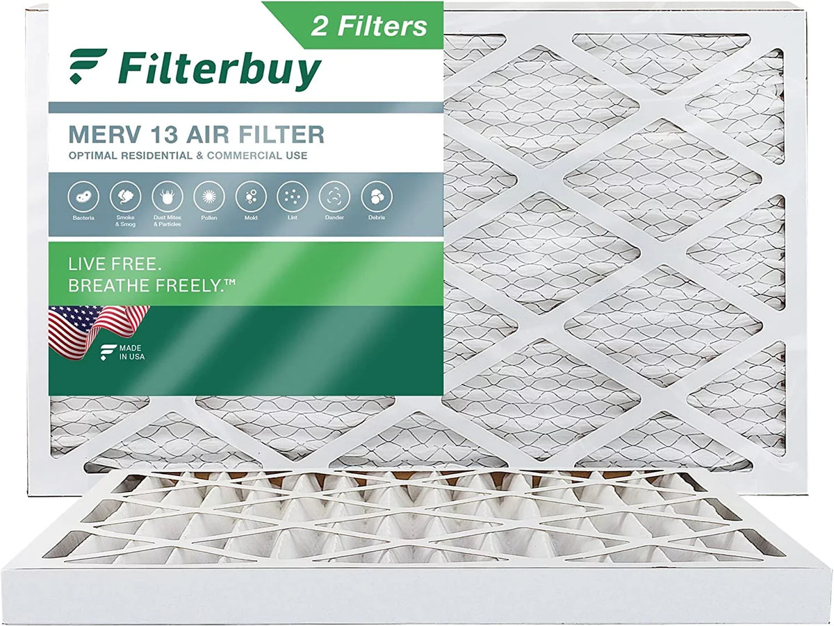 Air AC Filters Pleated Filterbuy MERV Furnace (2-Pack) HVAC 13 12x30x2