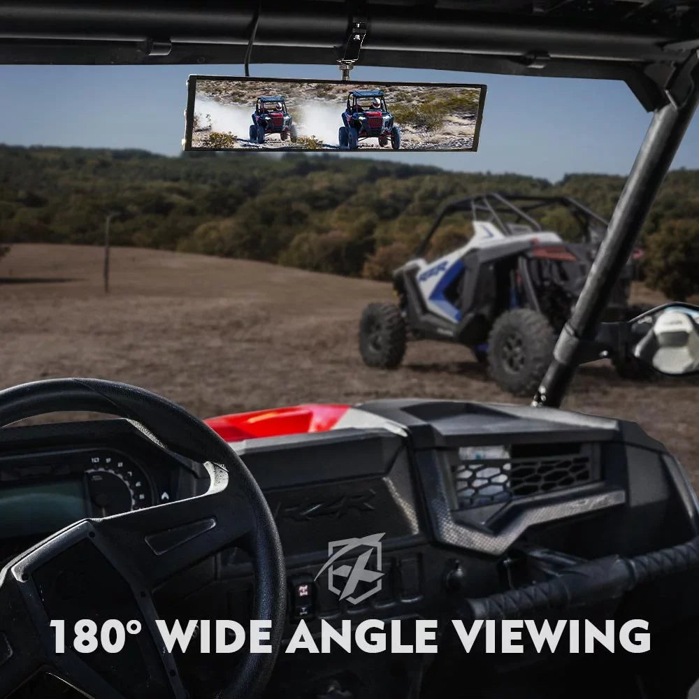 Curved Integrated 1.75"-2" View Lights & LED w/ Switch Xprite 13" for Rollbars UTV Rear Mirror
