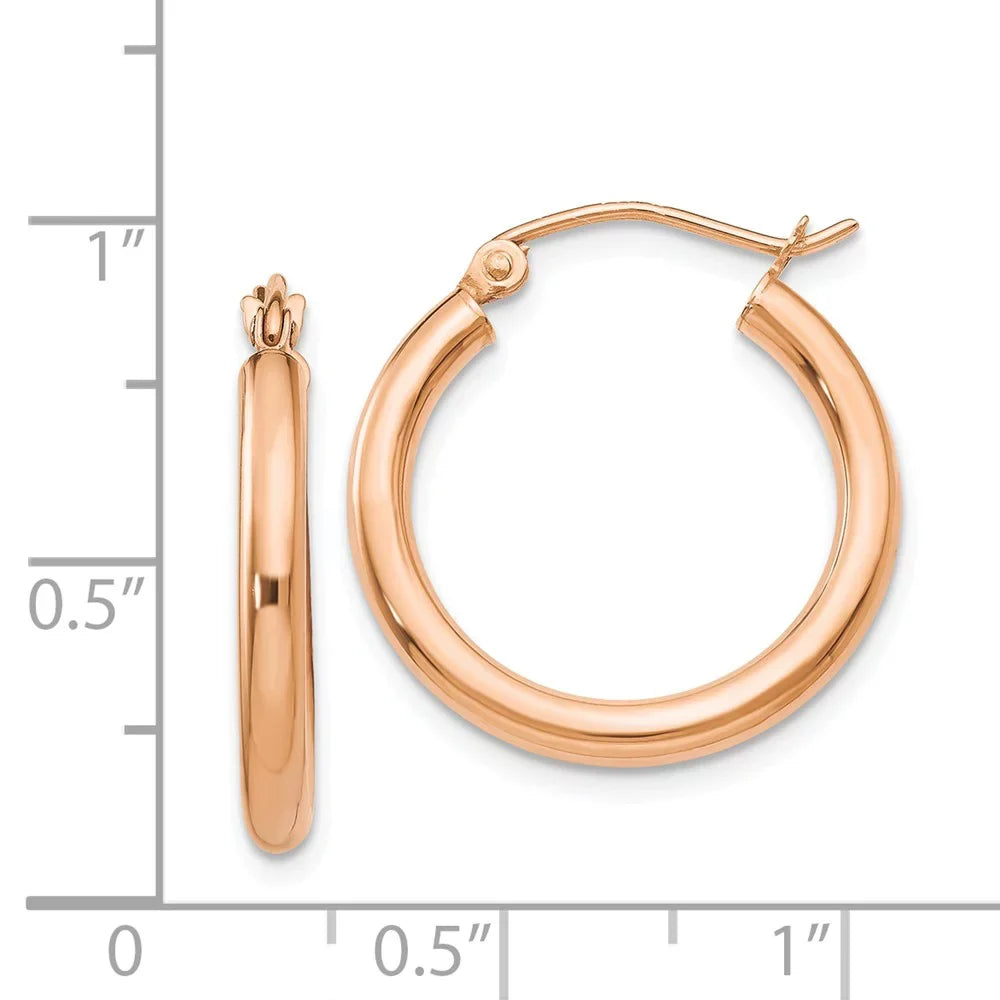 Real Adults for Women 2.5mm Earrings; and 14kt Rose Teens; Lightweight Gold Hoop for Men and Polished Tube
