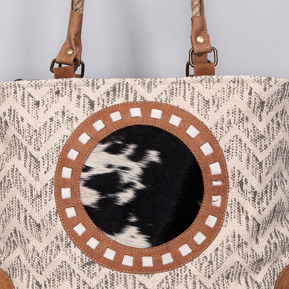women Upcycled TOTE Canvas Upcycled KB Leather bag OHLAY western Wool Hair-on Genuine purse handbag KB487