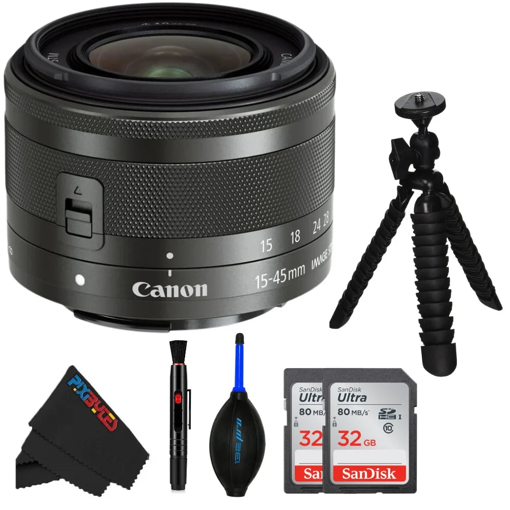 Bundle Basic STM 15-45mm PixiBytes IS f/3.5-6.3 - Canon Lens EF-M (Graphite)