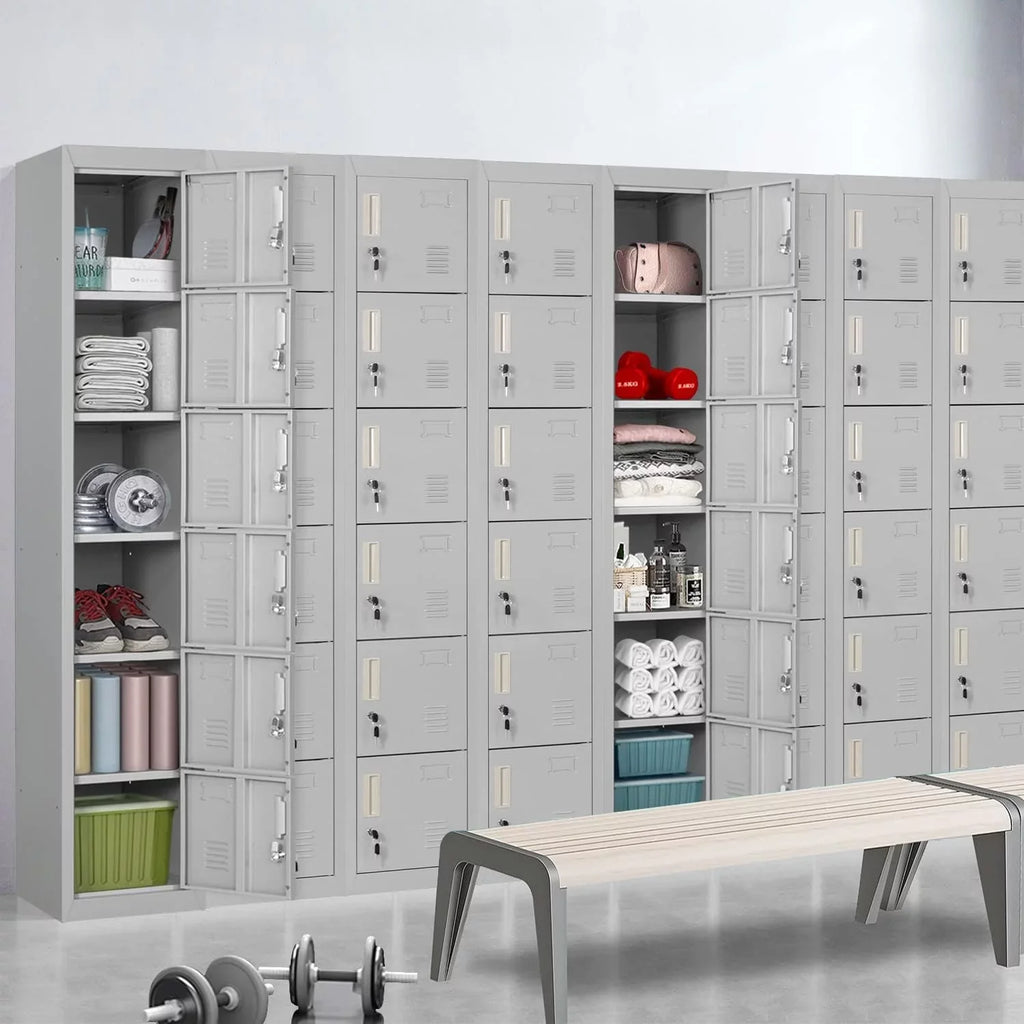 SUNCROWN Lockable Home, School, Storage Office, Gray Cabinet Locker Gym, 6 Door for with Metal