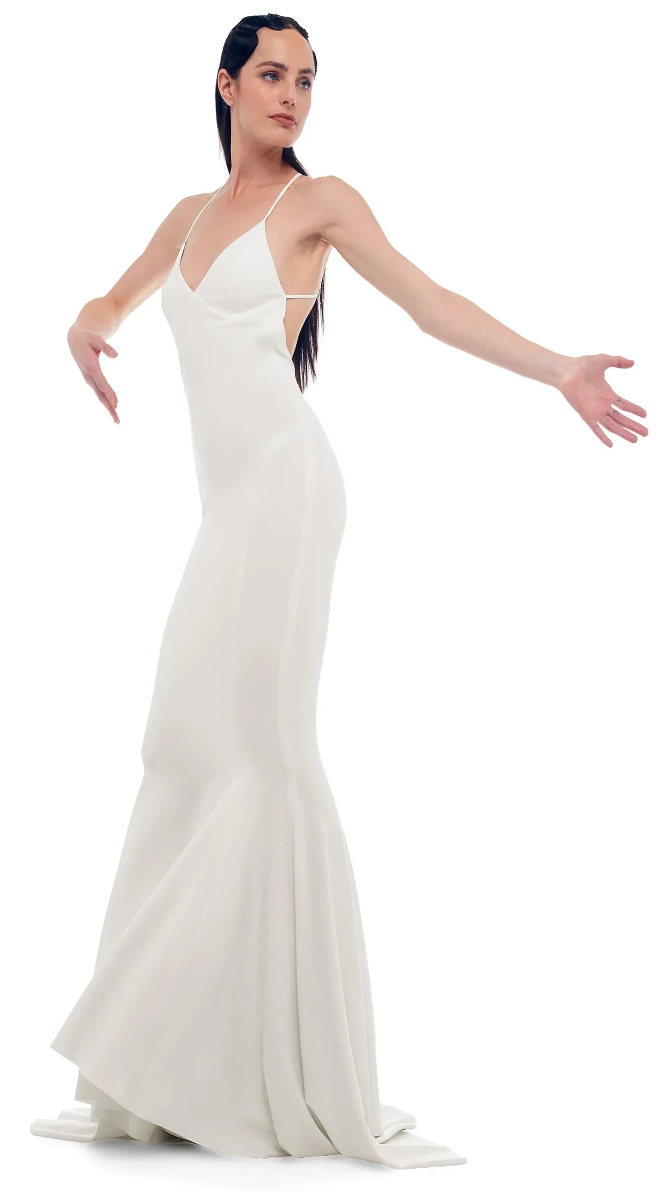 Women's Gown, Mermaid Kamali Back US WHITE Medium/38 SNOW Low Norma