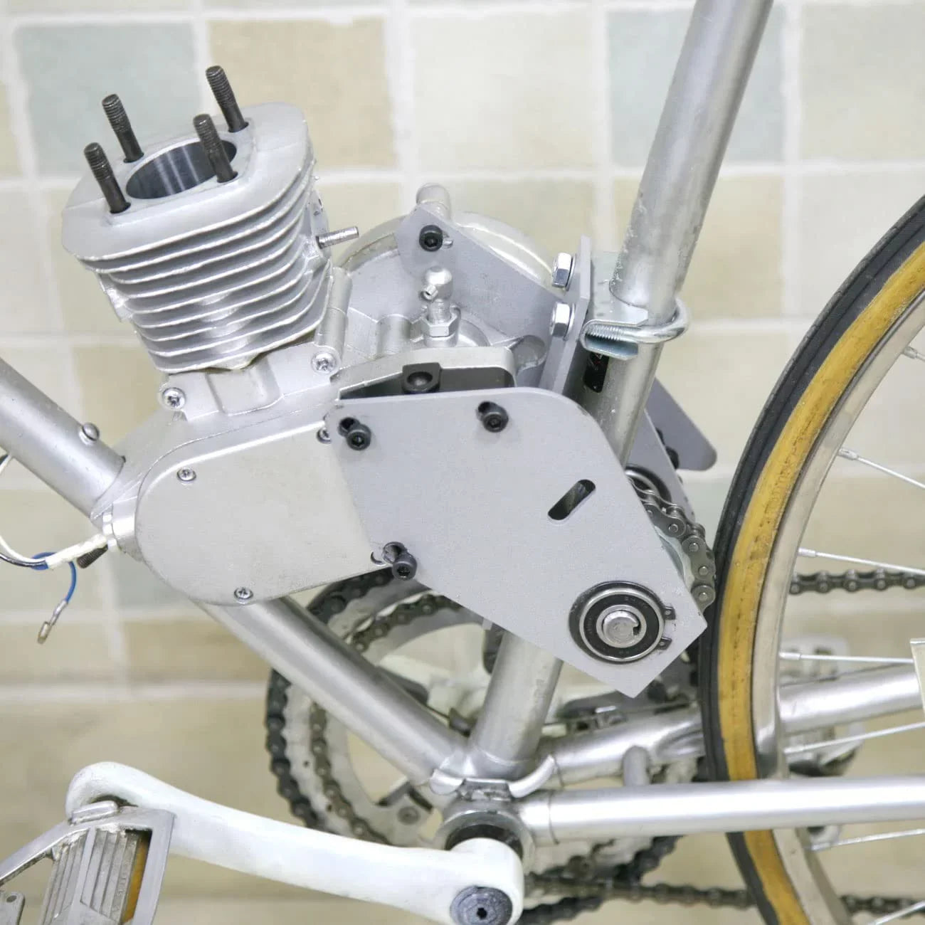 Set Bike 2-Stroke 415 Chain for Jackshaft Conversion Silver Gas Motorcycles Shifter Kit