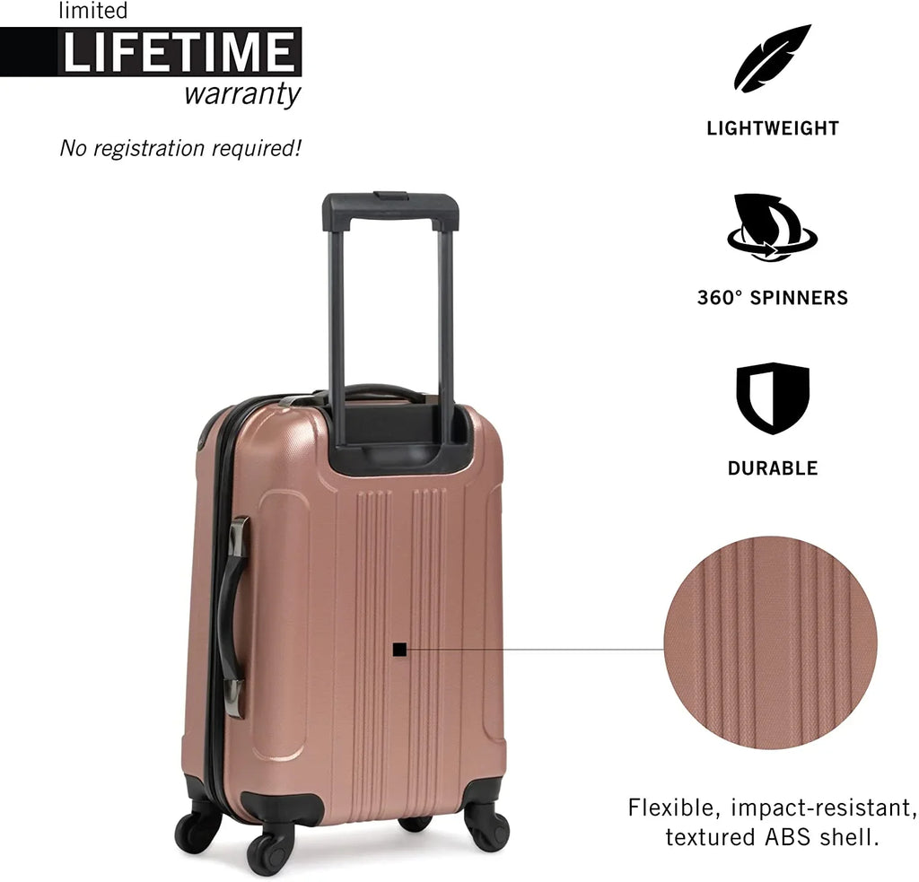 Spinner 4-Wheel Size Bounds Of Checked Rose Durable Kenneth Lightweight Suitcase, Gold, 24-Inch Cabin Hardshell Travel REACTION Cole Out