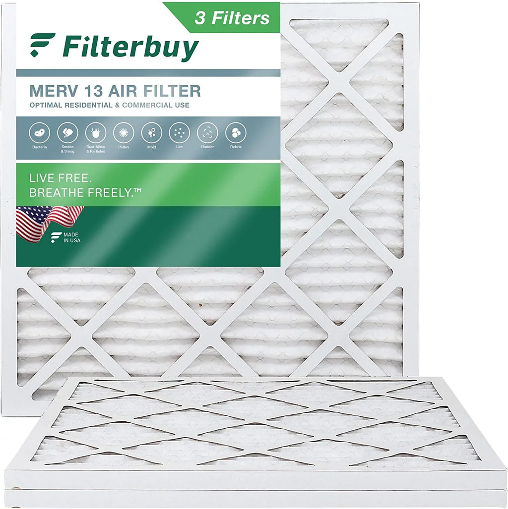 HVAC AC (3-Pack) Furnace Air Pleated 13 MERV 24x24x1 Filters Filterbuy