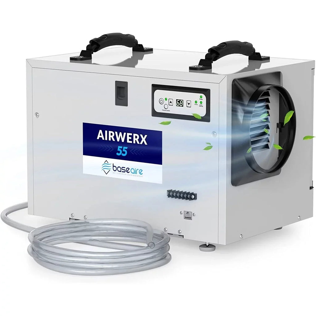 Treatment Memory BaseAire Hose Dehumidifier for Spaces, Air Pint Starting Commercial Basements, Crawl Refine Defrost, 113 Drain with Auto