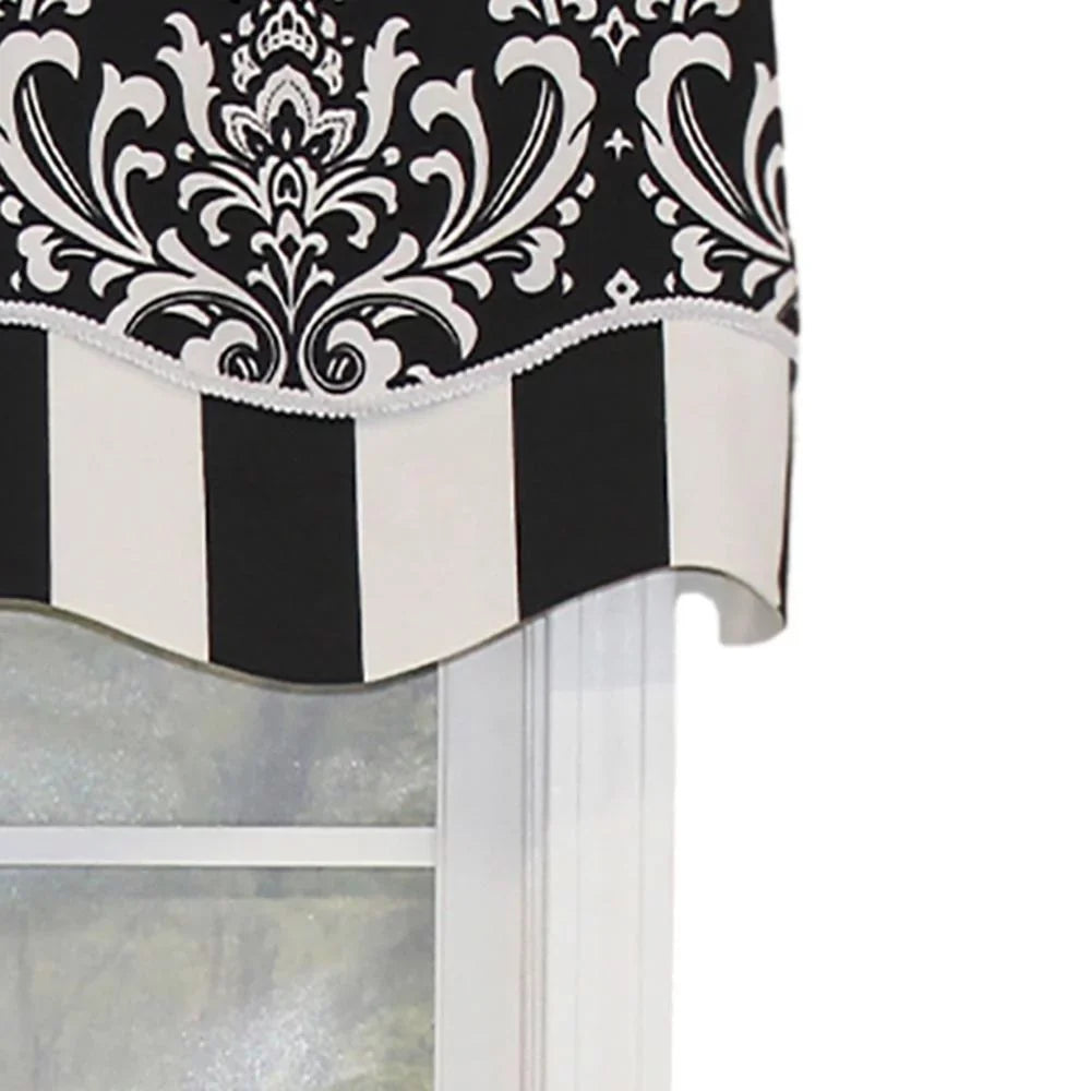 X Layered, Glory Black. Pocket, RLF Trimmed. 16"L Ozbourne Home 50"W Rod 3" Valance