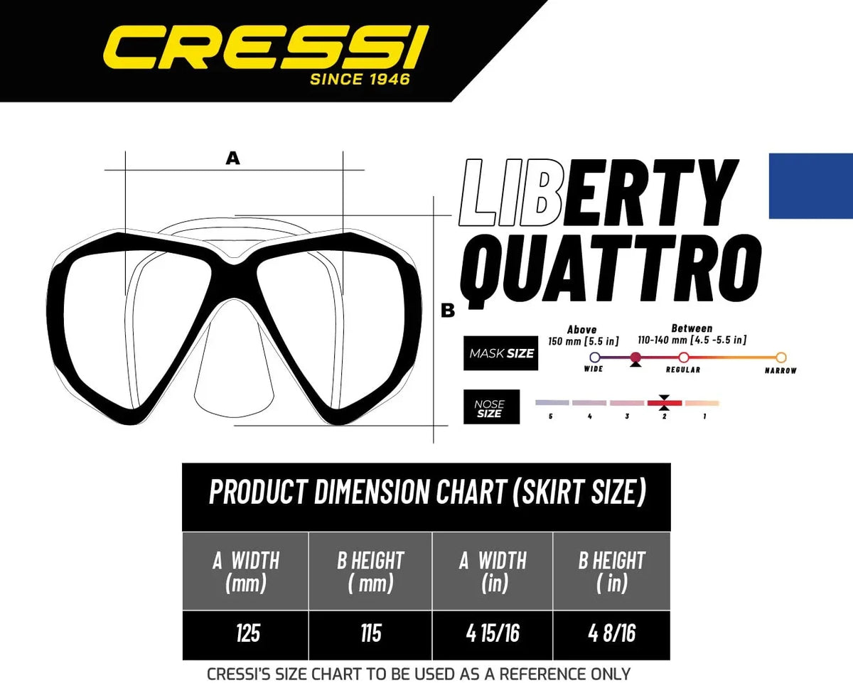 Quattro Cressi (Clear/Sapphire/Silver, SPE Liberty (clear-blue/silver) Quattro) Liberty