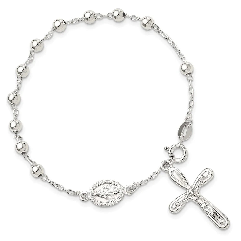 Rosary for Single 7.5inch Women Decade Auriga Silver Fine Bracelet Beaded 925 Jewelry Sterling