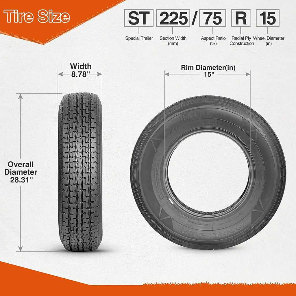 Duty condition Tires Trailer Radial 75 ST225/75R15 225 15 all-road Trailer Improve E Range Heavy Tires Traction 2 in Set 10PR Load