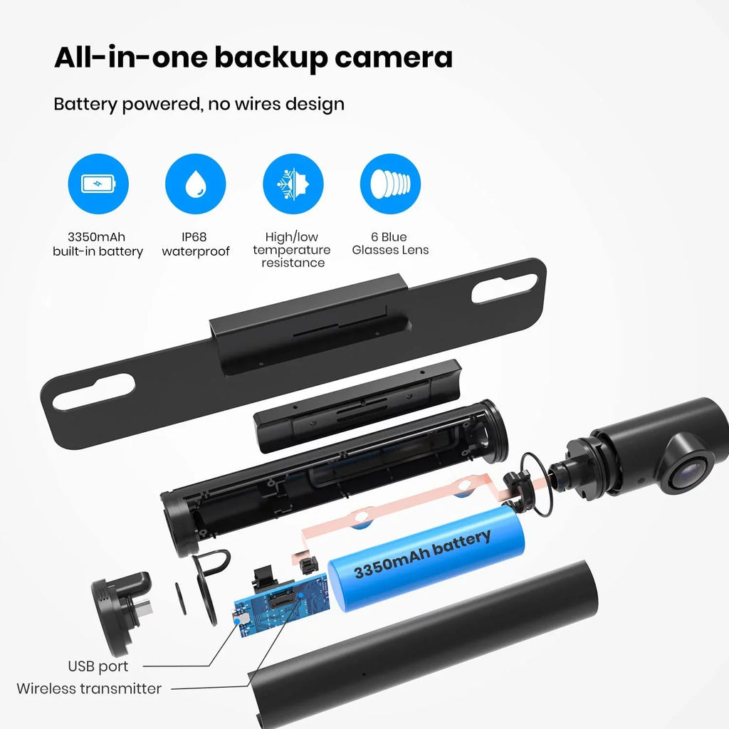 AUTO-VOX Wireless 5'' Installation, for Car Camera Systems 5Mins Backup for TW1 Monitor Camera Trucks, Up Back DIY Vision Solar Night