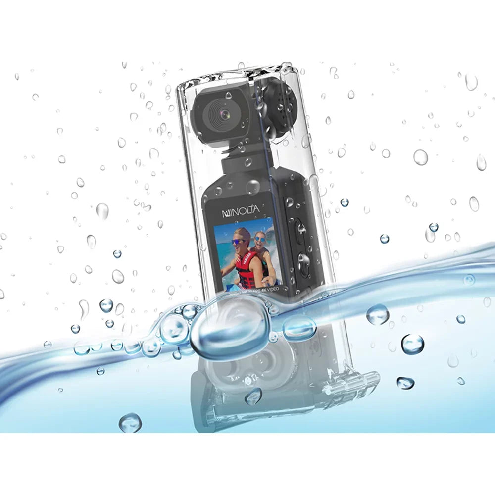 (Black) & 4K Waterproof Minolta HD Ultra Housing Pocket w/WiFi MN4KP1 Camcorder