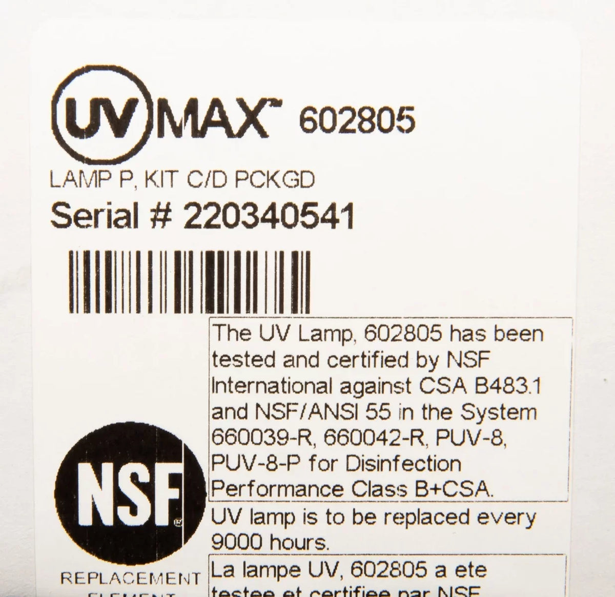 D4, D4+, Viqua Lamp Replacement Models D4 Premium 602805 for Systems UV