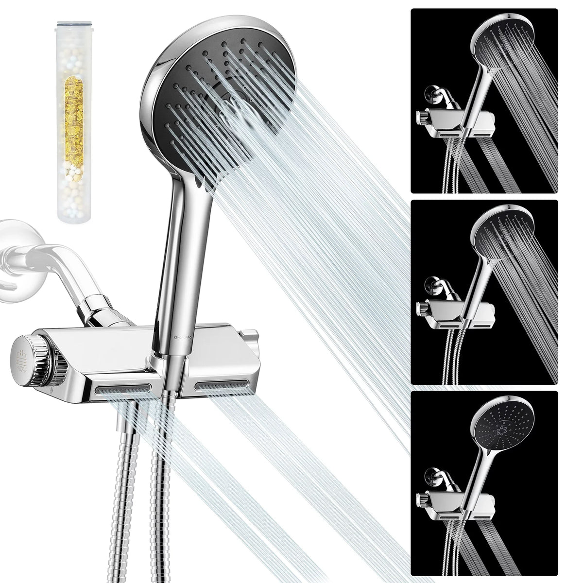 HOPOPRO Combo Filter Modes Head SPA Hand High Shower Pressure Showerhead 1 Shower Head System Handheld Shower 5 3 in and with Massage Held
