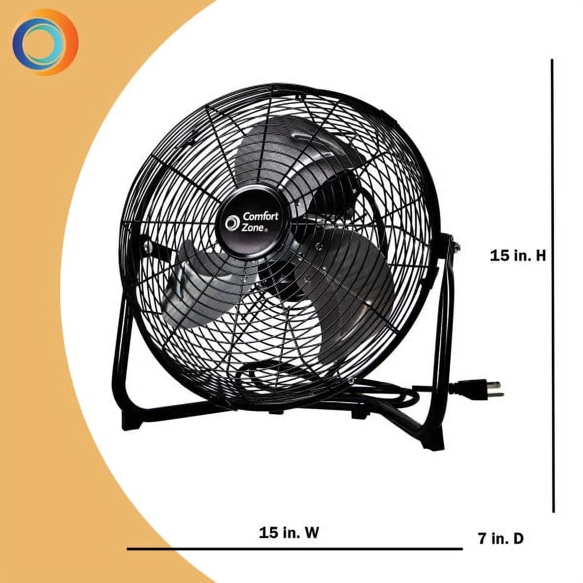 Adjustable Construction, Feet, Tilt, and Fan Zone Cradle/Floor Comfort 12â?3-Speed Handle, Carry All-Metal with Black 180-Degree Rubber