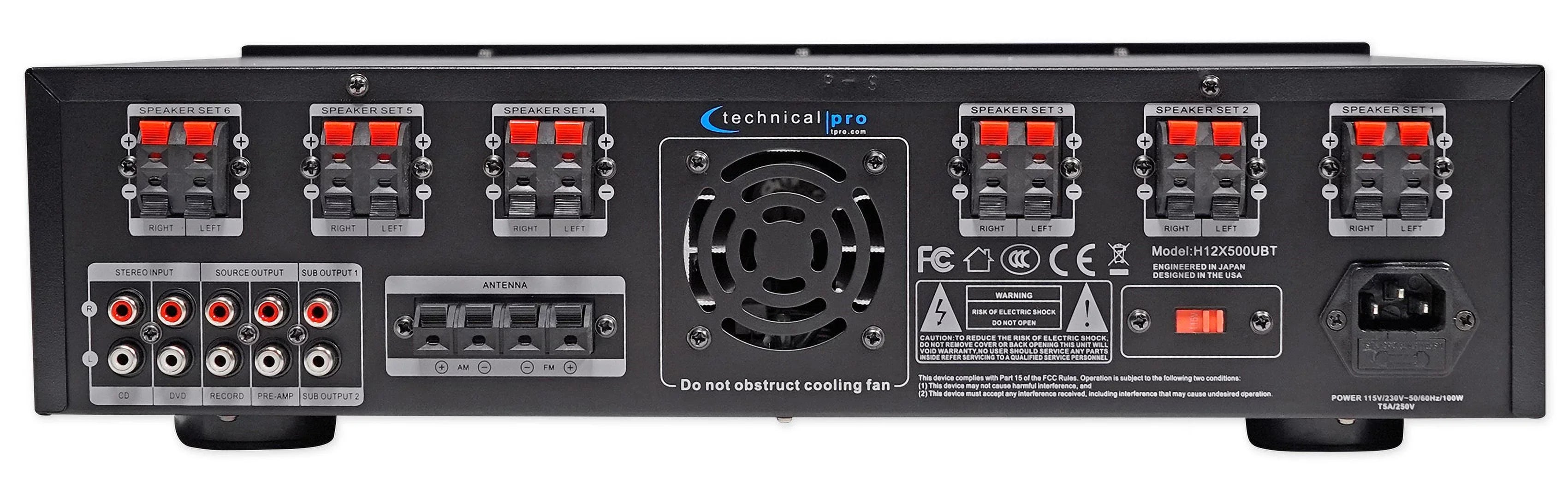 Bluetooth Wall Pro 6-Zone Theater Home 6000w Speakers Receiver+(6) Technical