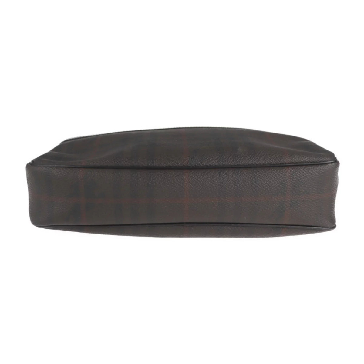 Pre-Owned BURBERRY Clutch Plaid Second PVC Burberry Dark Brown Bag (Good) Leather