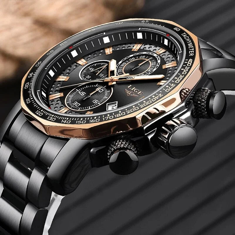 silver Big Watch white Full Steel Luxury Montre Top Mens Clock Quartz Men New Sport Homme Chronograph Dial Brand Watches Waterproof