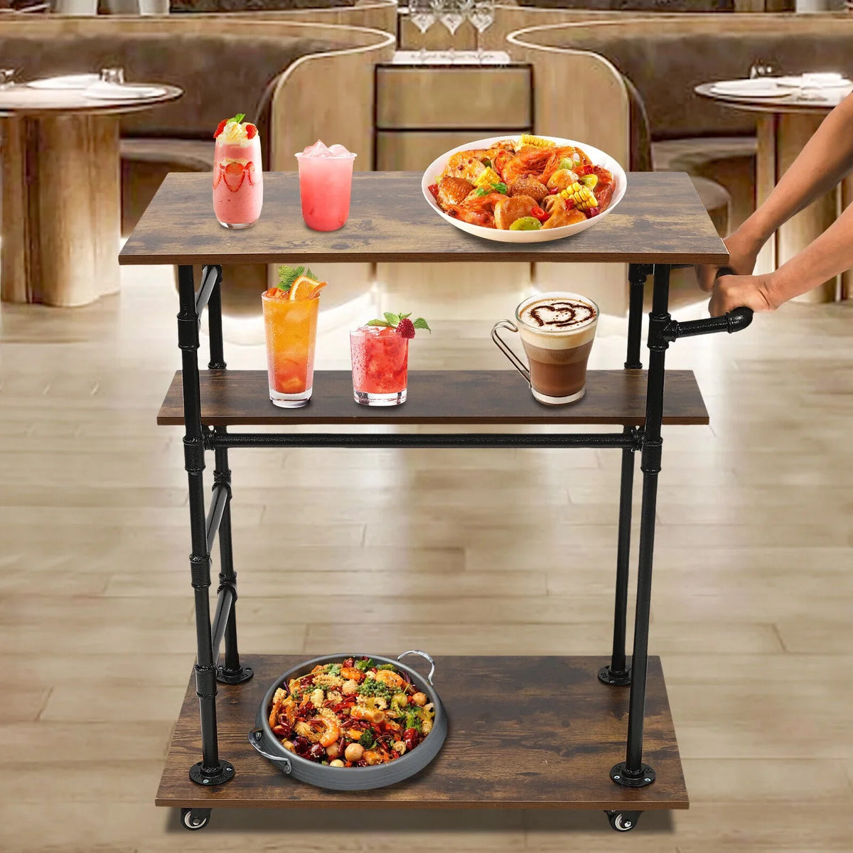 Universal Kitchen Wheels W/ Removable x17.7"W Cart Hooks x39.4"H 3 Layers 31.5"L