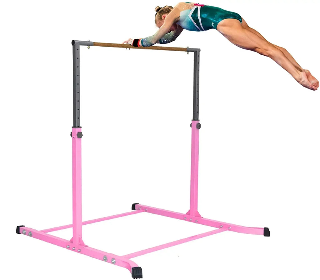 Pro-Gymnastics Expandable Bar 13 (Pink) Kip Horizontal Asymmetric Cushioned Gymnastic Bar & to 5 Legs FT Gymnastics Level Junior Training Bar Bar 3 Curved Height Bar Adjustable High
