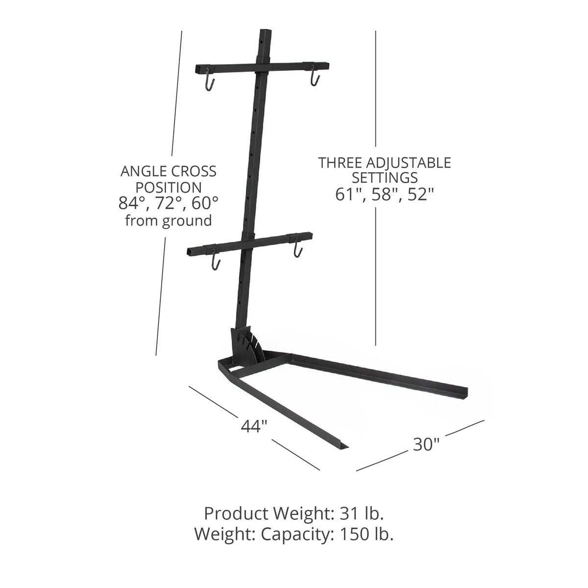 x Ash High BBQ, & Adjustable LB Paint 150 Patagonian Base, Animal Whole Cross Capacity 28 Stand, Temp BBQ Black 61 Asado with Ember
