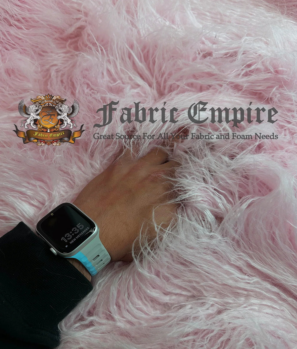LONG 3.5" Japanese CURLY (Pink) Fire / Fake Sold Cosplay Yard Wide Faux by Craft, 58" Pile Yak Sewing Yard 2.3oz FUR Continuous Per Yarn Retardant