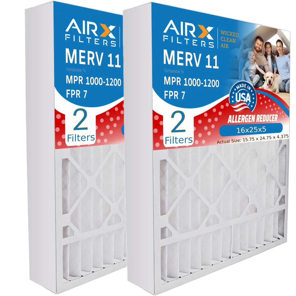 AIRX 2 to MPR 11 by Pack AIR. with Lennox CLEAN FILTERS FPR Filter 7 WICKED Compatible MERV 1200 & Comparable 16x25x5 Air 1000, X0583 MPR Air Filter