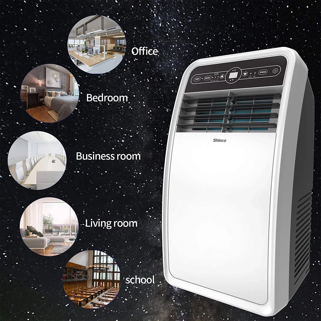 Portable AC 8,000 Unit, Fan and Dehumidifier, 200 for SqFt Shinco BTU Rooms