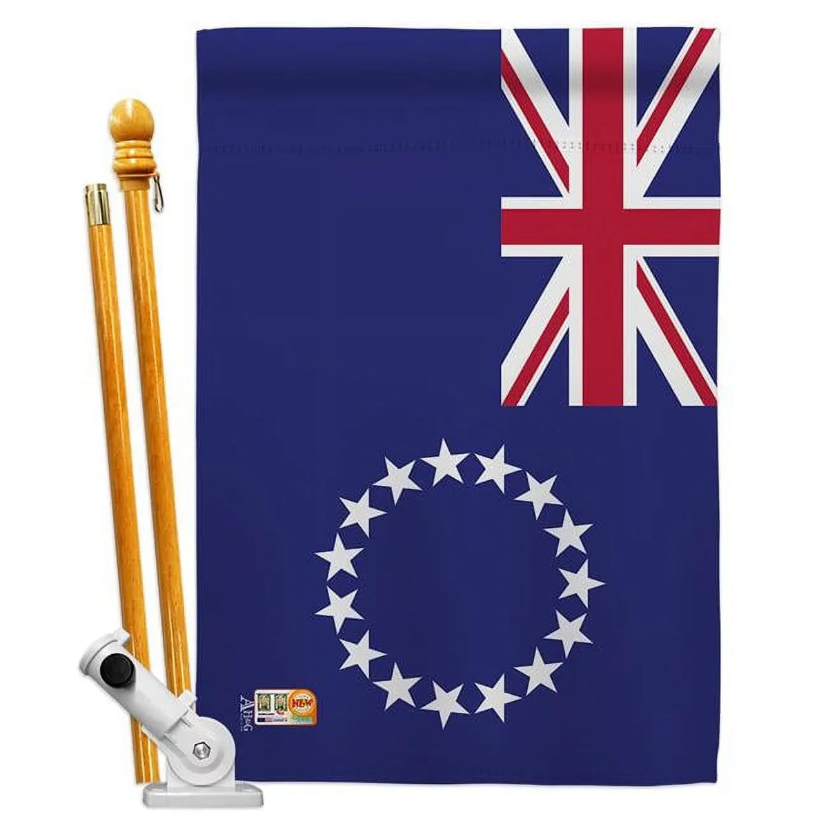 AA-CY-HS-140059-IP-BO-D-US18-AG 40 Decorative Flags House Flag in. Impressions the World Cook x Home Garden Pole & Double 28 Flag Bracket & Vertical Hardware Americana Nationality Sided of Set Islands