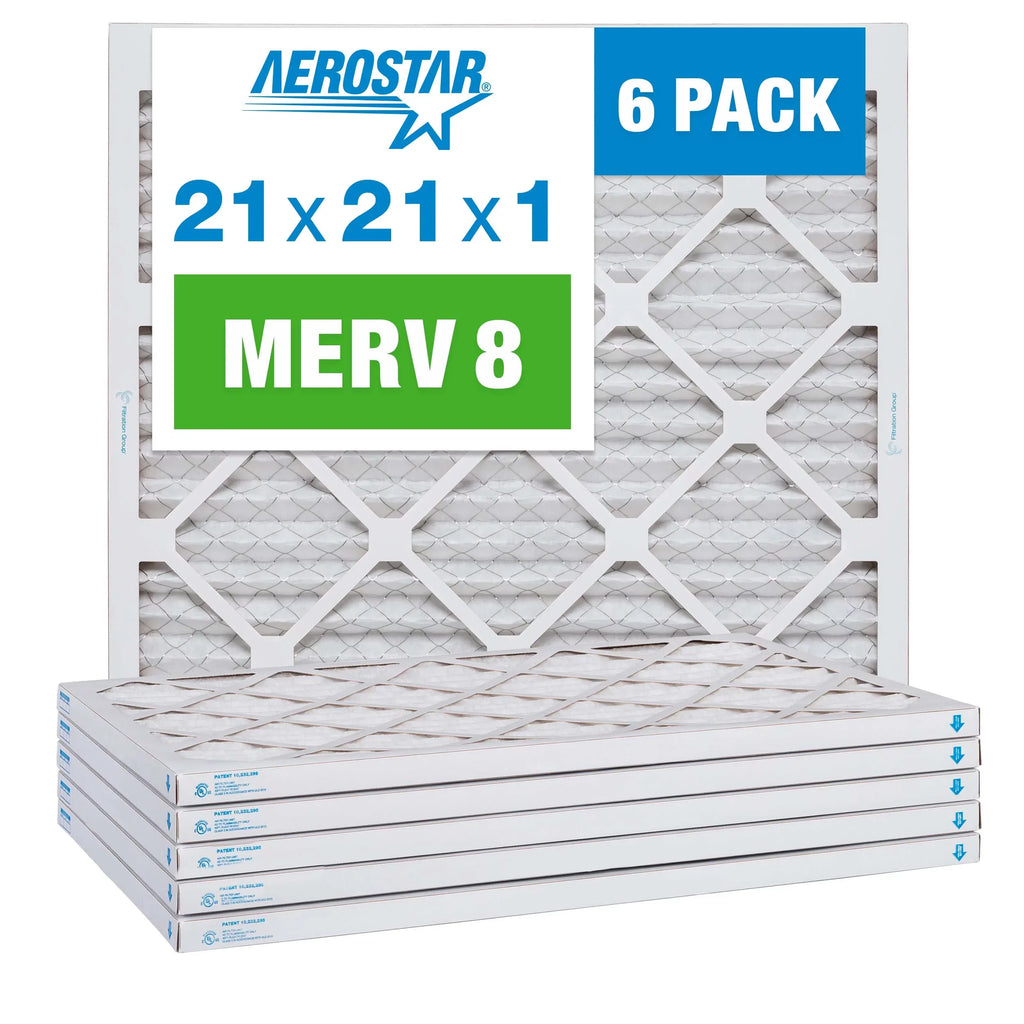 Pleated AC MERV Pack Filter, Aerostar Air Furnace 6 Filter, 21x21x1 8 Air