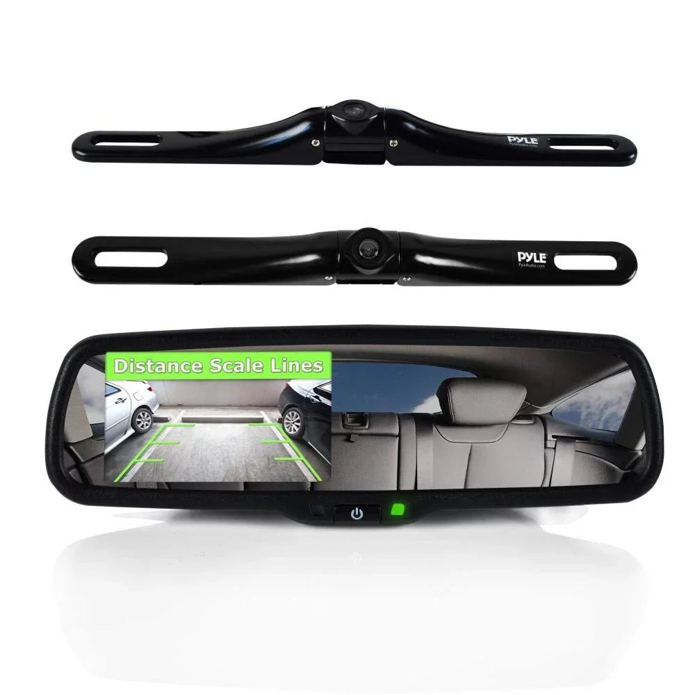 Reverse PYLE Safety & Camera - System Rear Backup Screen Lines PLCM4550 View Car Distance Mirror Monitor Parking with Scale