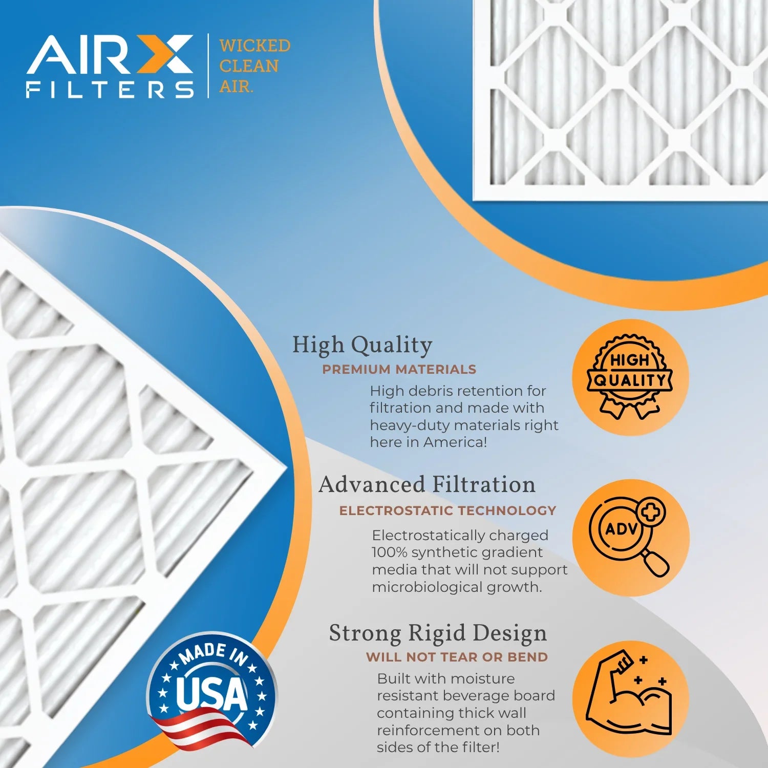 Pack 1000, 10x24x1 Conditioner 10x24x1 Electrostatic WICKED FILTERS Premium AIR. 7 Air Furnace MPR & CLEAN 11 FPR AIRX Comparable Air to 6 HVAC Filters Filter Pleated 1200 by USA Filter MERV MPR Made