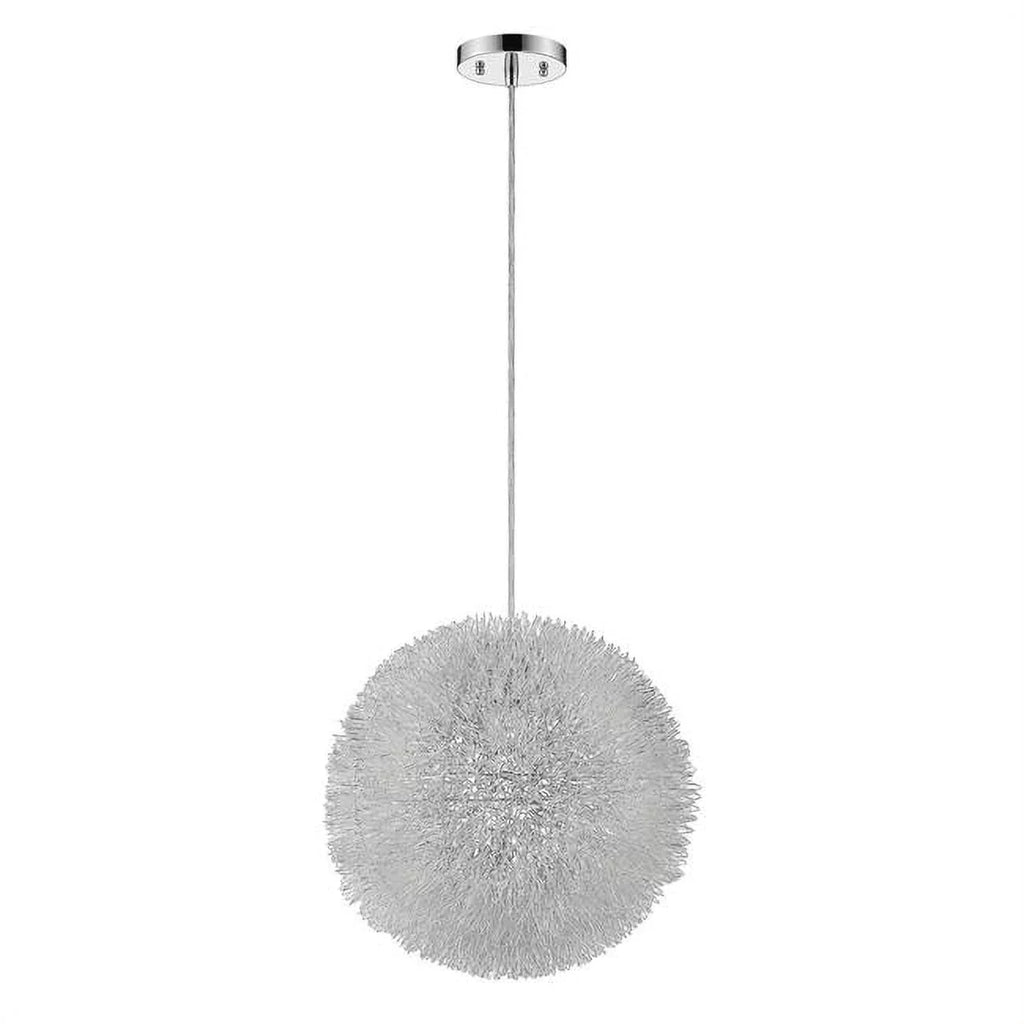 12 Shade Pendant in. with Wire Silver 1-Light 398032 Hand Luminary Metallic Aluminum HomeRoots Woven