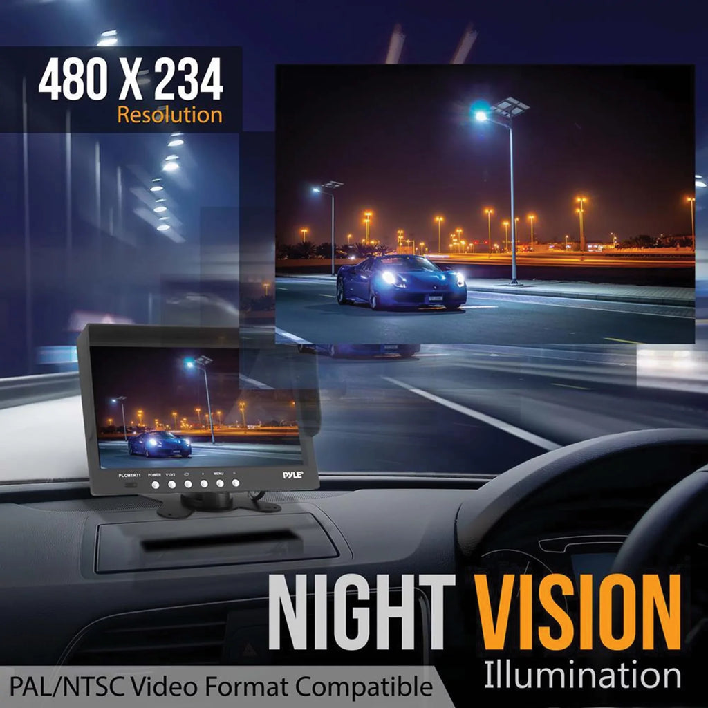 Night IR Monitor System Weatherproof and with 7" PLCMTR71 with Pyle Commercial-Grade Vision Camera Camera Backup